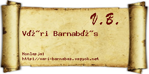 Vári Barnabás névjegykártya